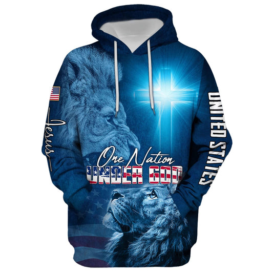 One Nation Under God Hoodie - Men & Women Christian Hoodie - 3D Printed Hoodie