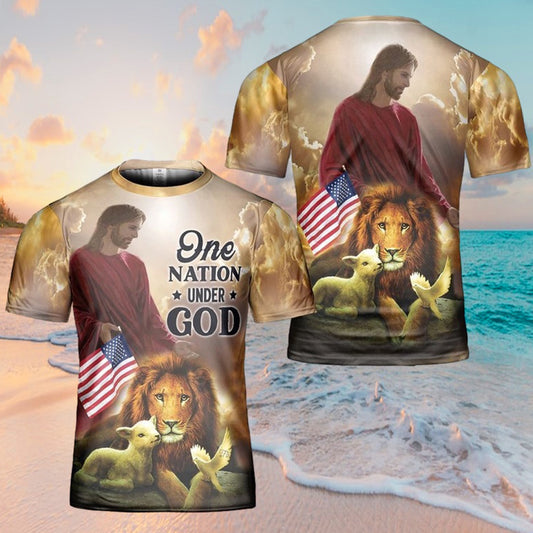 One Nation Under God Jesus 3d T Shirts - Christian Shirts For Men&Women