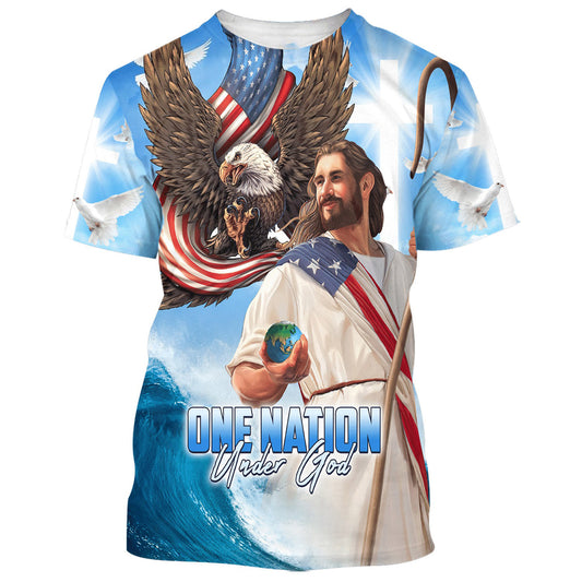 One Nation Under God Jesus American 3d All Over Print Shirt - Christian 3d Shirts For Men Women