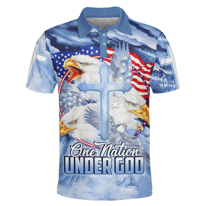 One Nation Under God Jesus American Eagle Polo Shirt - Christian Shirts & Shorts