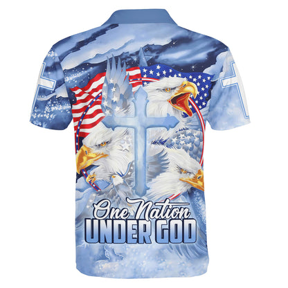 One Nation Under God Jesus American Eagle Polo Shirt - Christian Shirts & Shorts