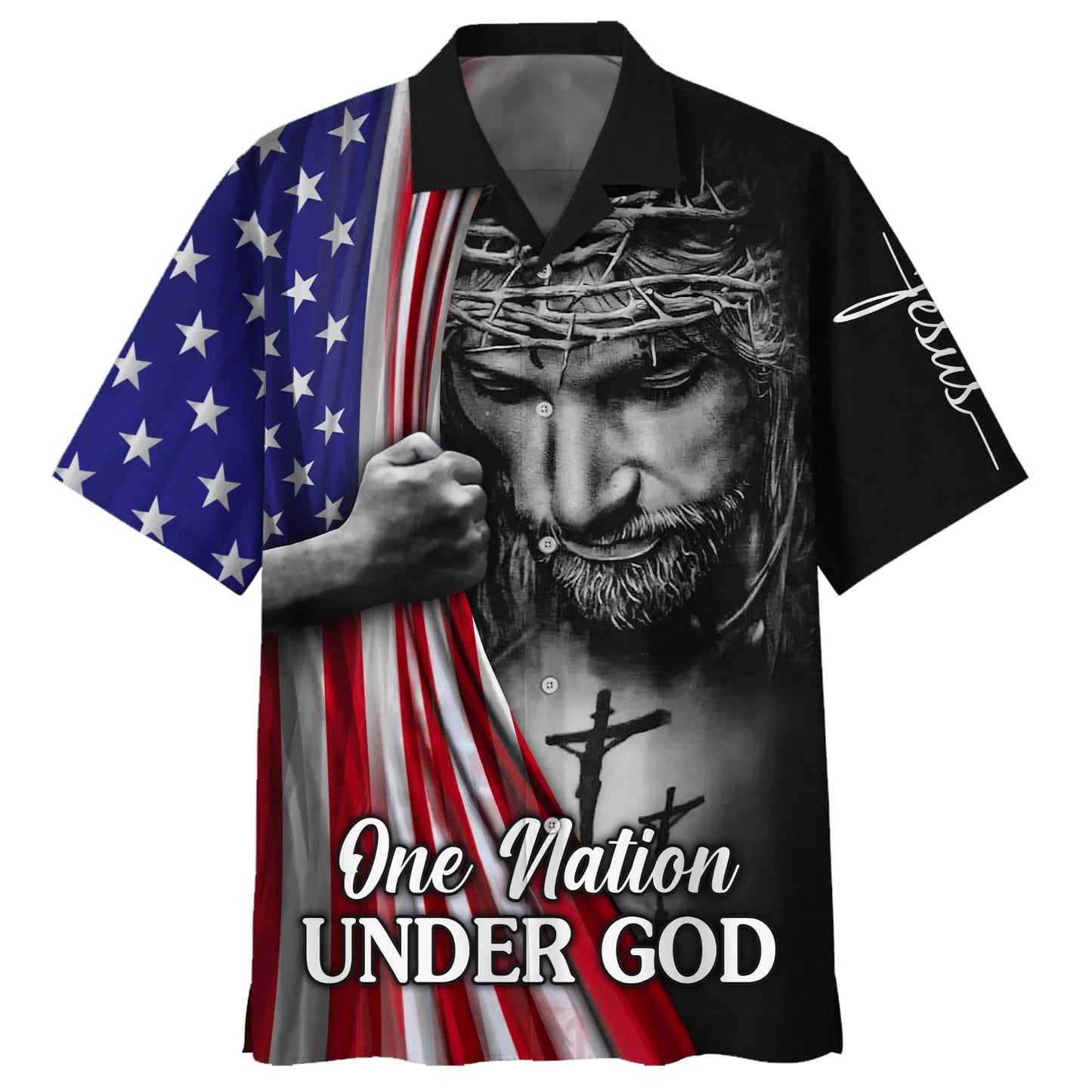 One Nation Under God Jesus American Hawaiian Shirt - Best Hawaiian Shirts - Christian Hawaiian Shirt