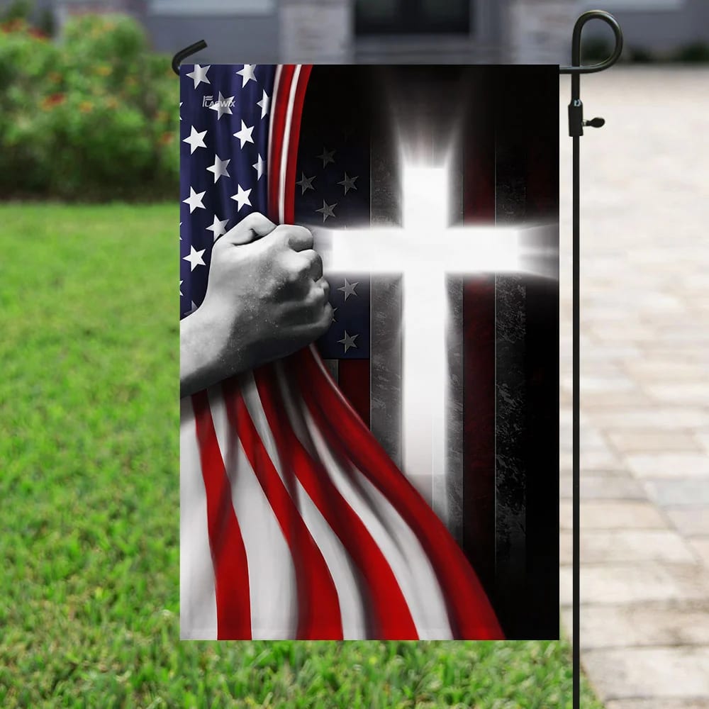 One Nation Under God Jesus American House Flags - Christian Garden Flags - Outdoor Christian Flag