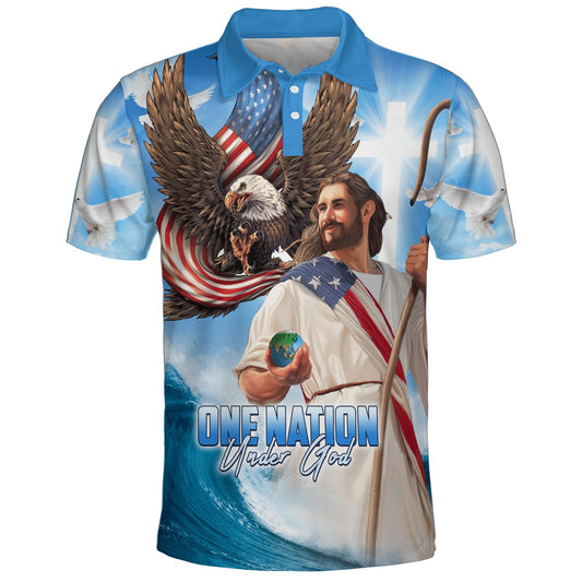 One Nation Under God Jesus American Polo Shirt - Christian Shirts & Shorts