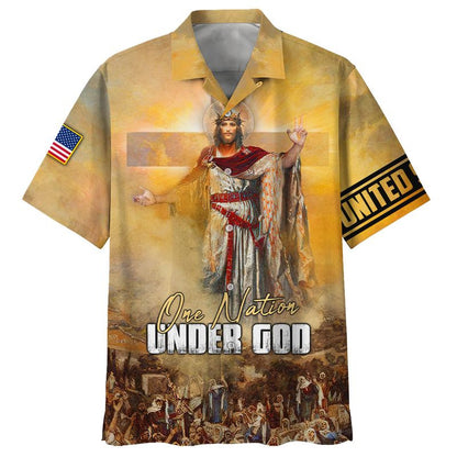 One Nation Under God Jesus Christ Hawaiian Shirt - Best Hawaiian Shirts - Christian Hawaiian Shirt