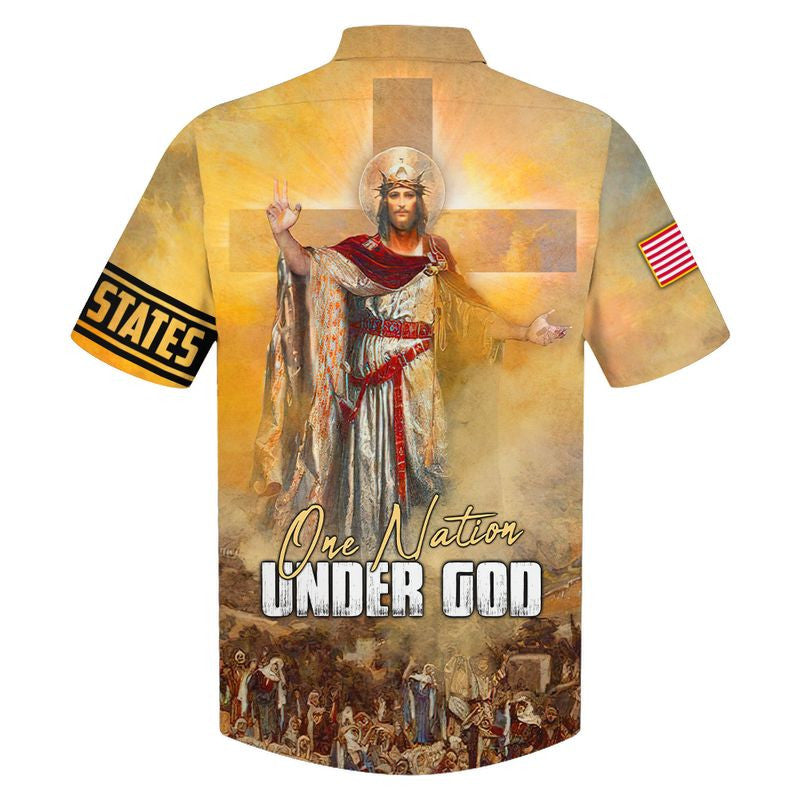 One Nation Under God Jesus Christ Hawaiian Shirt - Best Hawaiian Shirts - Christian Hawaiian Shirt