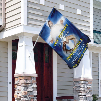 One Nation Under God Jesus Christ House Flag - Christian Garden Flags - Outdoor Religious Flags