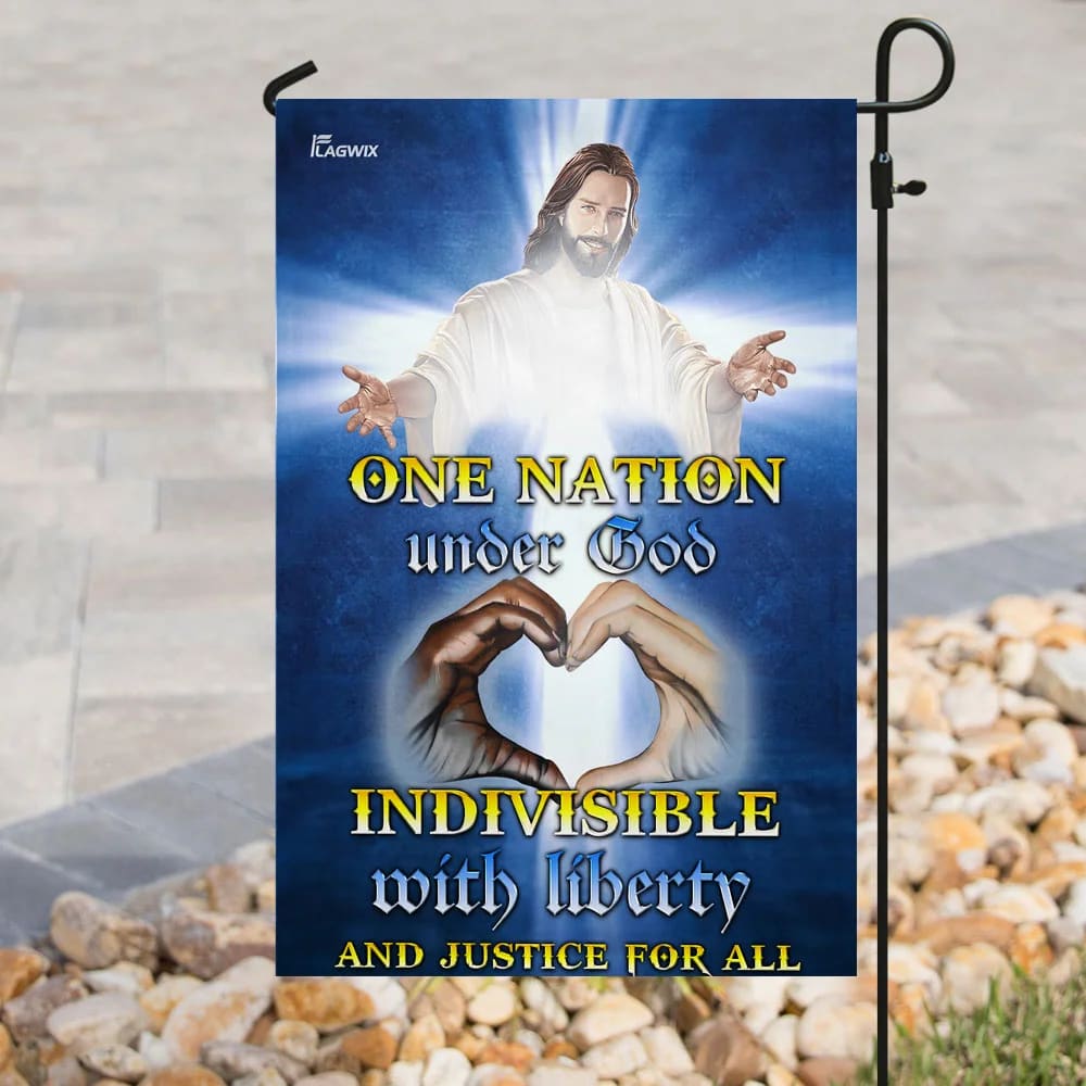 One Nation Under God Jesus Christ House Flag - Christian Garden Flags - Outdoor Religious Flags