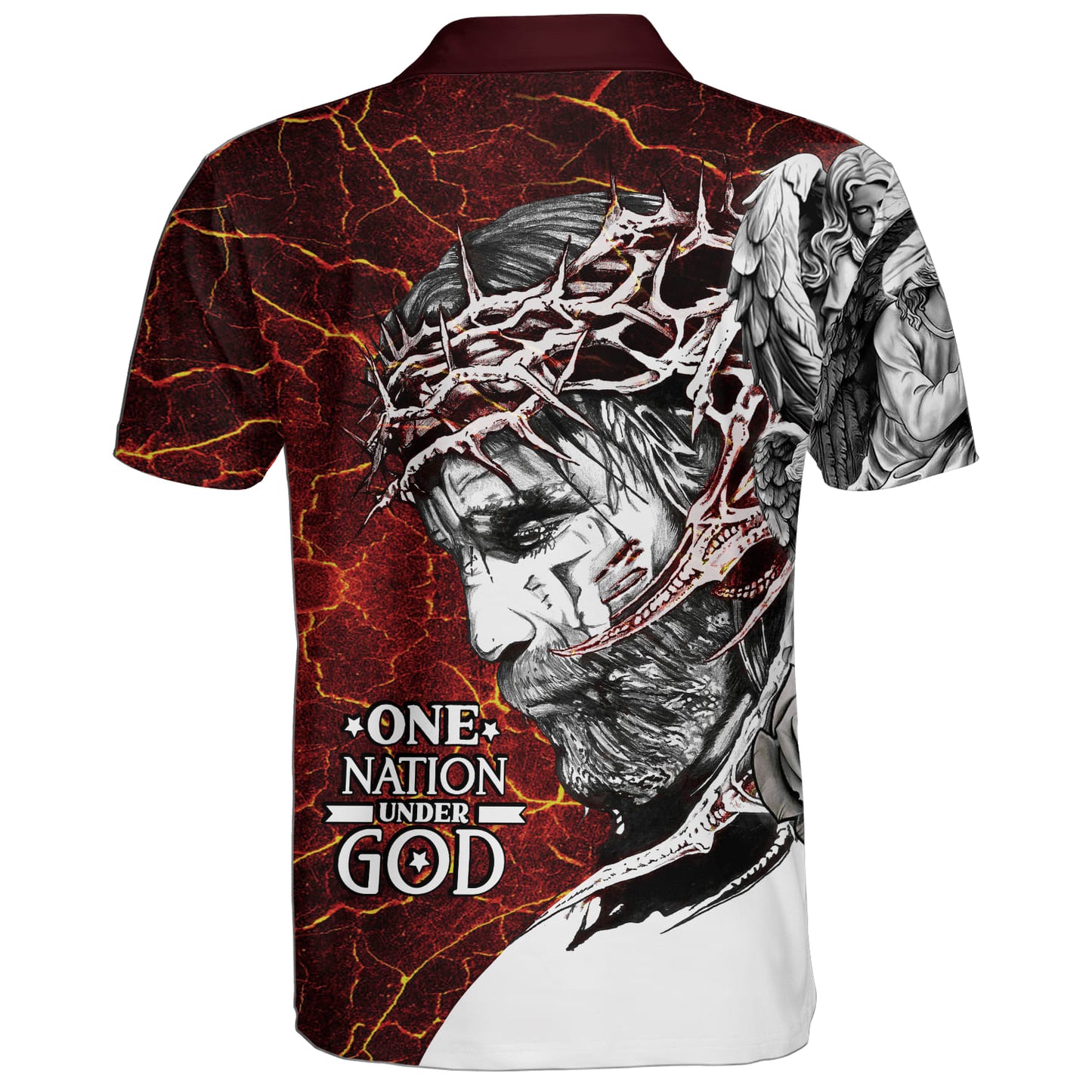 One Nation Under God Jesus Christ Polo Shirt - Christian Shirts & Shorts