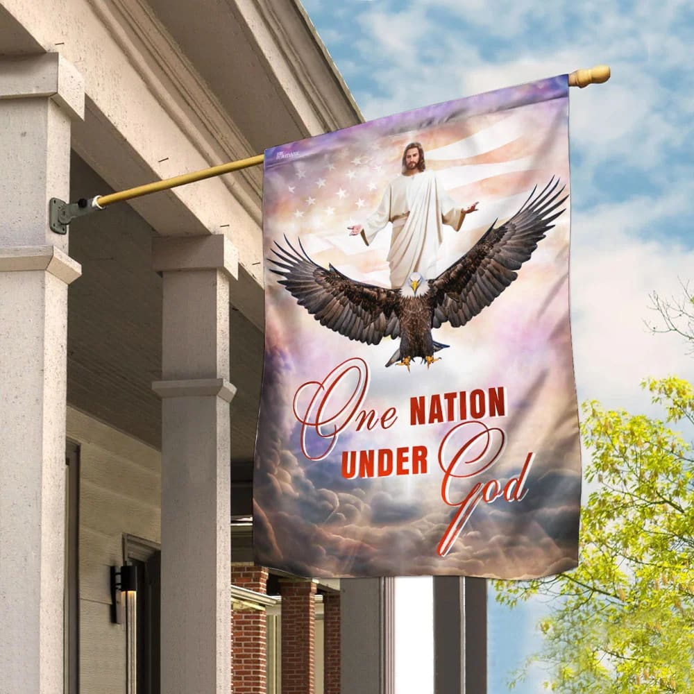 One Nation Under God Jesus Christian American House Flag - Christian Garden Flags - Outdoor Religious Flags