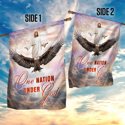 One Nation Under God Jesus Christian American House Flag - Christian Garden Flags - Outdoor Religious Flags