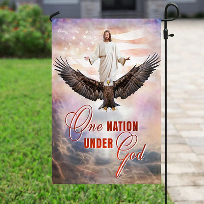 One Nation Under God Jesus Christian American House Flag - Christian Garden Flags - Outdoor Religious Flags