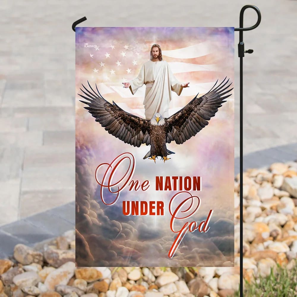 One Nation Under God Jesus Christian American House Flag - Christian Garden Flags - Outdoor Religious Flags