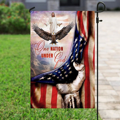 One Nation Under God Jesus Christian American House Flags - Christian Garden Flags - Outdoor Christian Flag