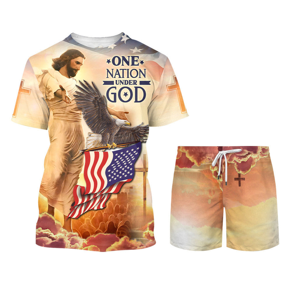 One Nation Under God Jesus Eagle 3d Shirts - Christian T Shirts For Men And Women