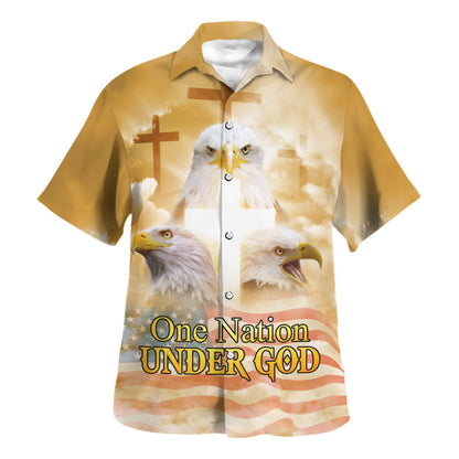 One Nation Under God Jesus Eagle Hawaiian Shirt - Christian Hawaiian Shirt - Religious Hawaiian Shirts
