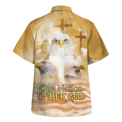 One Nation Under God Jesus Eagle Hawaiian Shirt - Christian Hawaiian Shirt - Religious Hawaiian Shirts