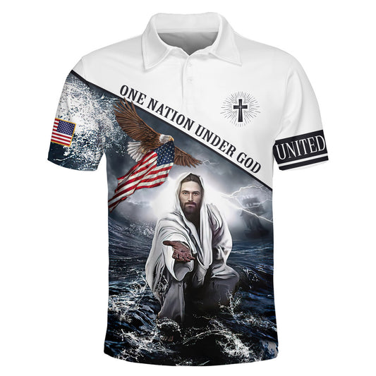 One Nation Under God Jesus Hands Polo Shirt - Christian Shirts & Shorts