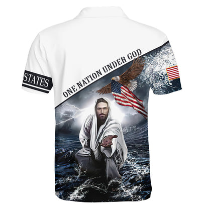 One Nation Under God Jesus Hands Polo Shirt - Christian Shirts & Shorts