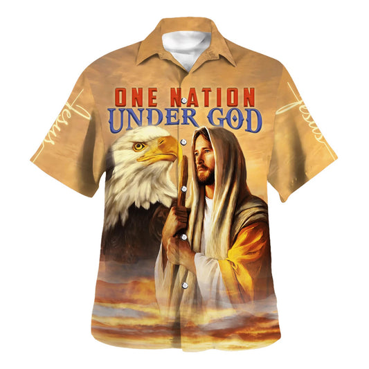 One Nation Under God Jesus Hawaiian Shirt - Best Hawaiian Shirts - Christian Hawaiian Shirt