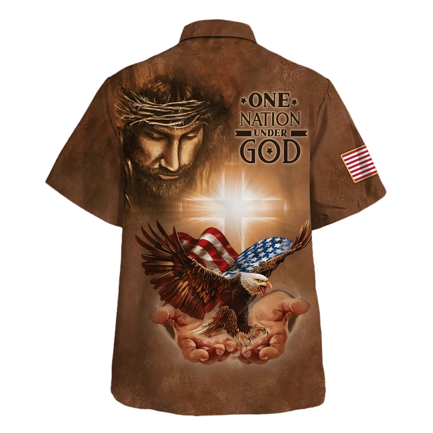 One Nation Under God Jesus Holy In Hand Eagle Hawaiian Shirts - Christian Hawaiian Shirt - Jesus Hawaiian Shirts