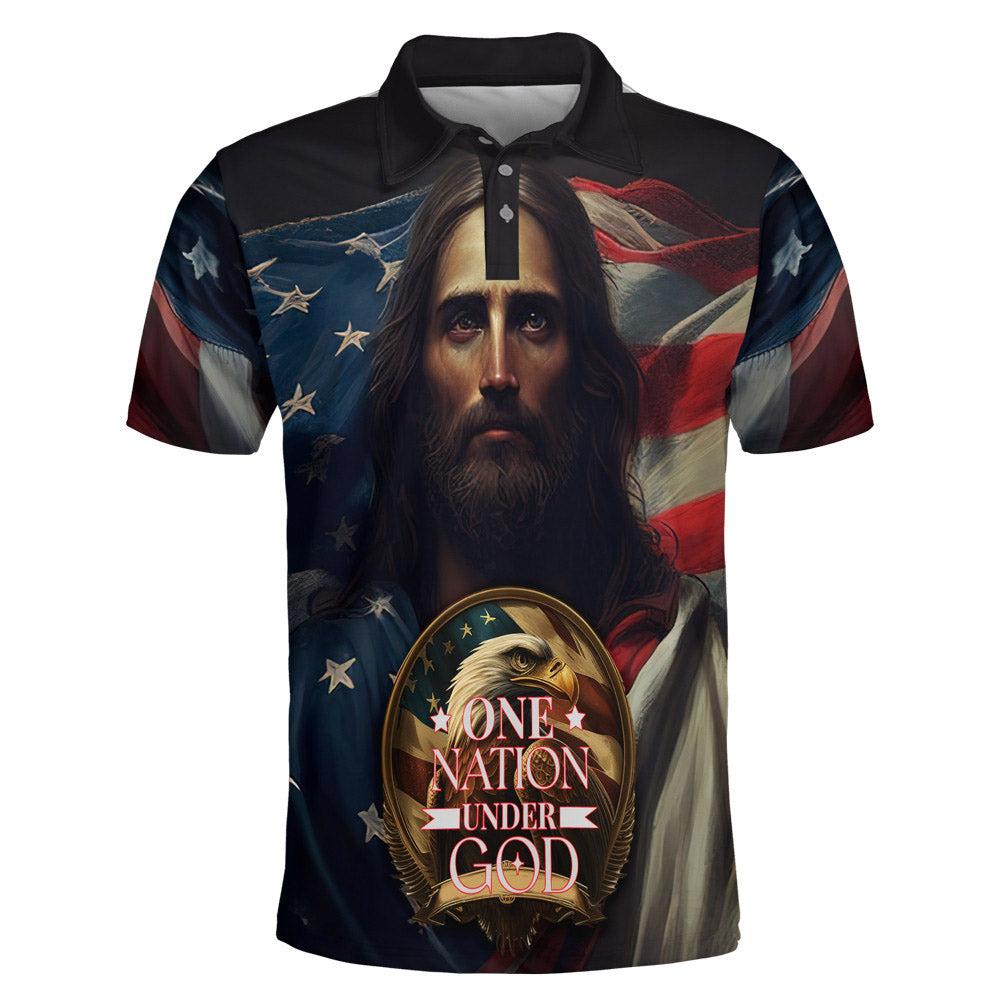 One Nation Under God Jesus Polo Shirt - Christian Shirts & Shorts