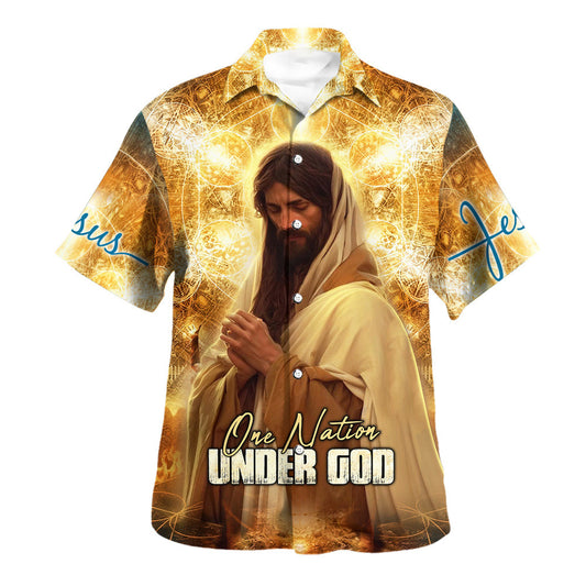 One Nation Under God Jesus Pray Hawaiian Shirt - Christian Hawaiian Shirt - Religious Hawaiian Shirts