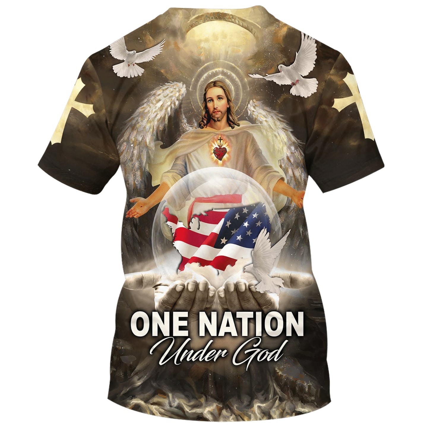 One Nation Under God Jesus Wings 3d Shirts - Christian T Shirts For Men And Women