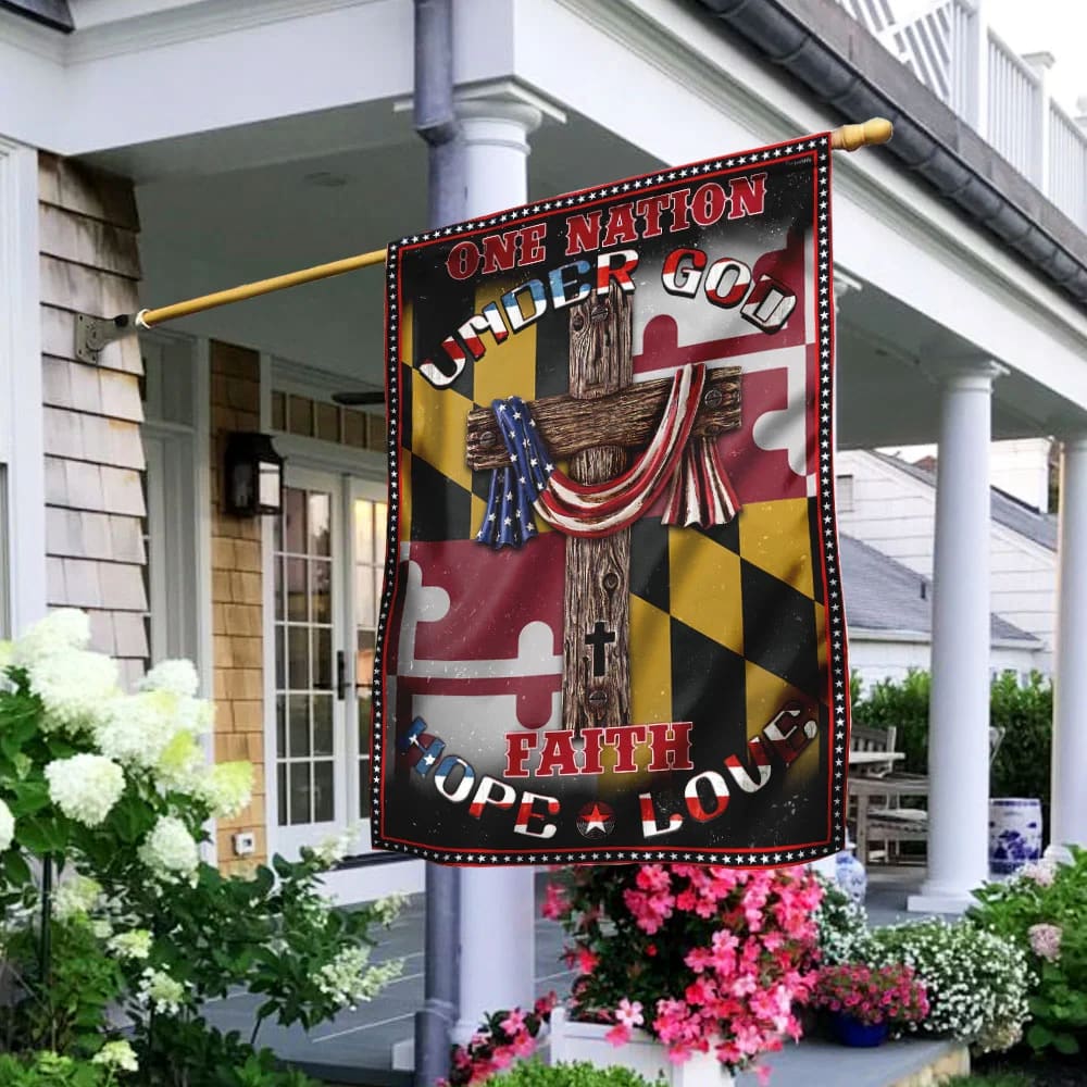 One Nation Under God Maryland Jesus House Flag - Christian Garden Flags - Outdoor Religious Flags