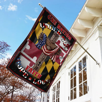 One Nation Under God Maryland Jesus House Flag - Christian Garden Flags - Outdoor Religious Flags