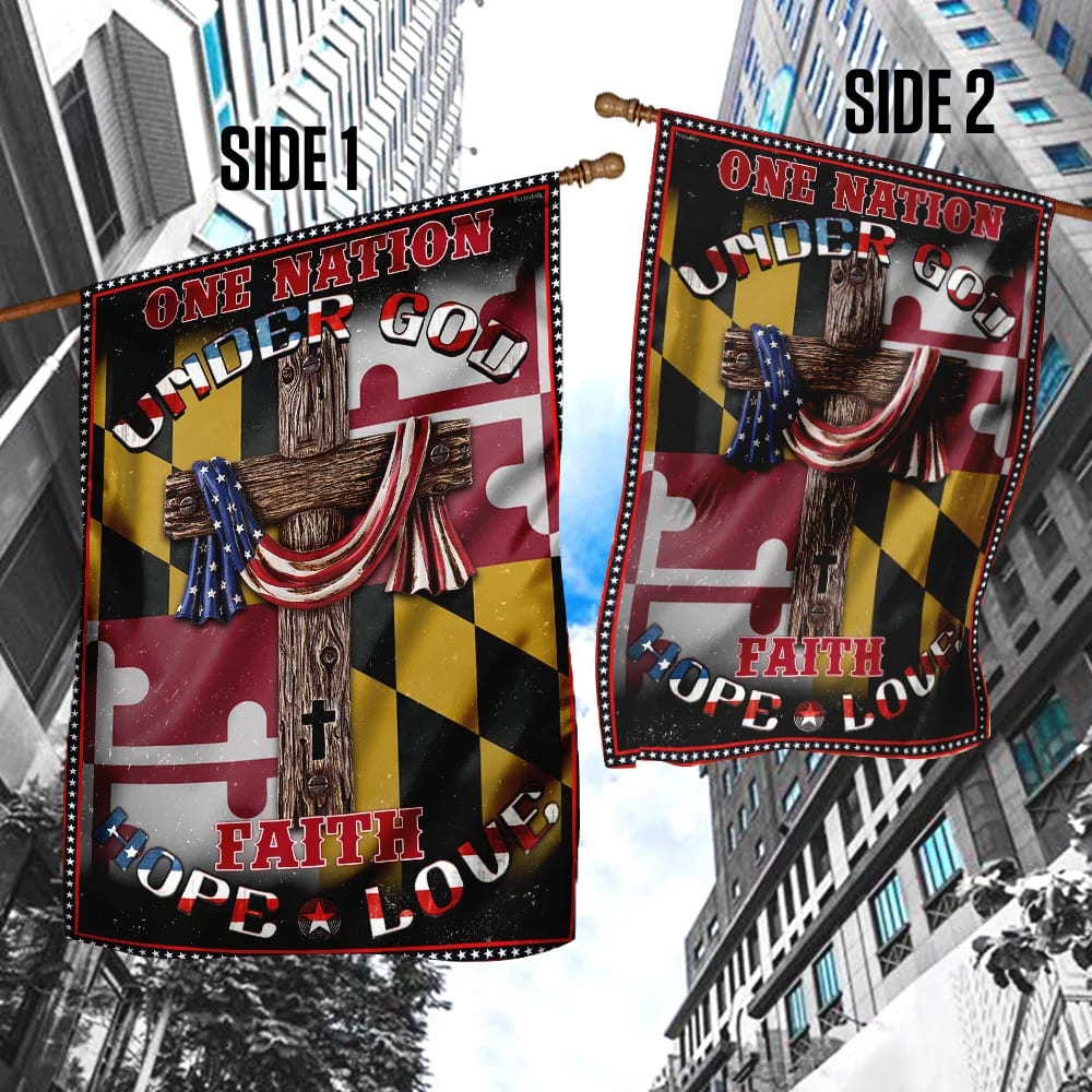 One Nation Under God Maryland Jesus House Flag - Christian Garden Flags - Outdoor Religious Flags