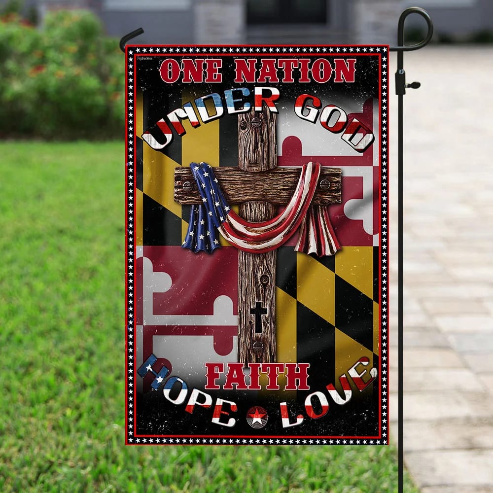 One Nation Under God Maryland Jesus House Flag - Christian Garden Flags - Outdoor Religious Flags