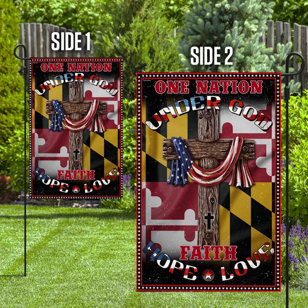 One Nation Under God Maryland Jesus House Flag - Christian Garden Flags - Outdoor Religious Flags