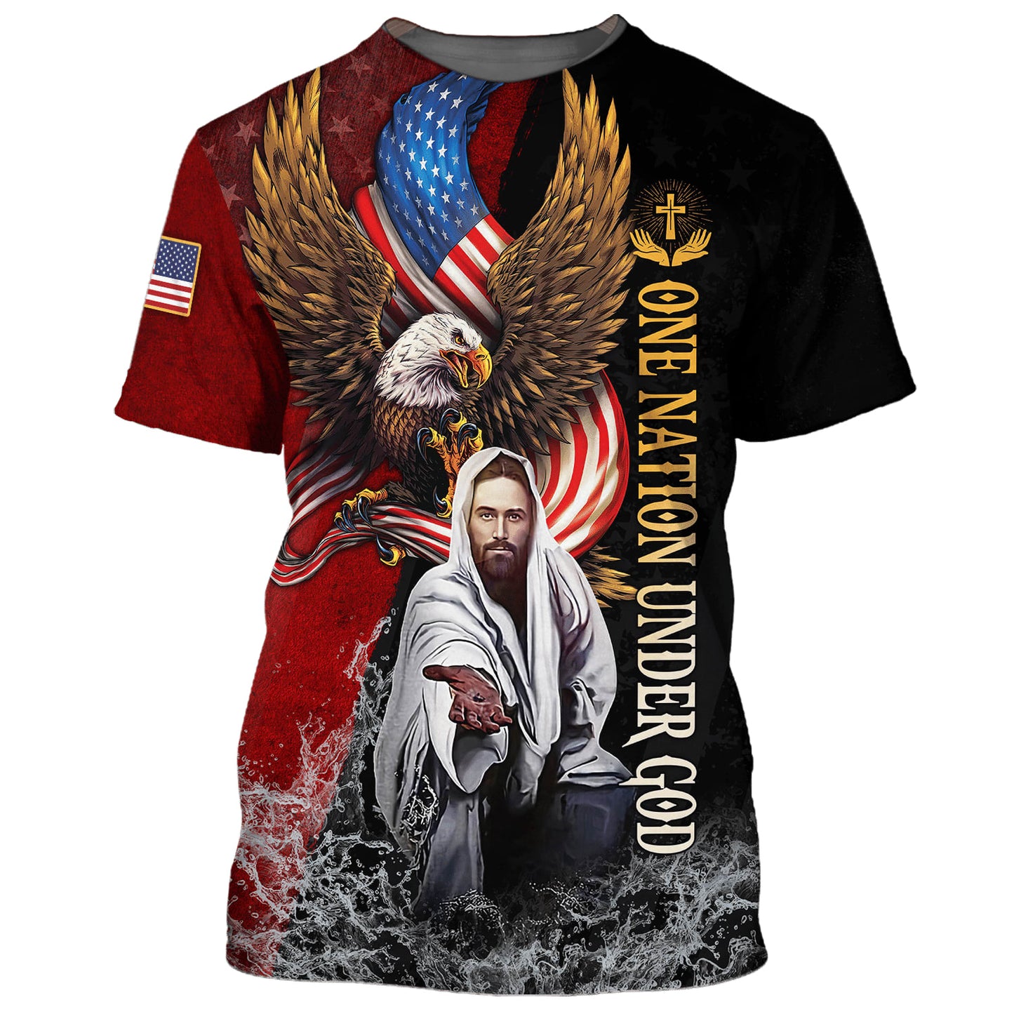 One Nation Under God Patriotic Eagle American Flag 3D All Over Printed Shirt for Men and Women