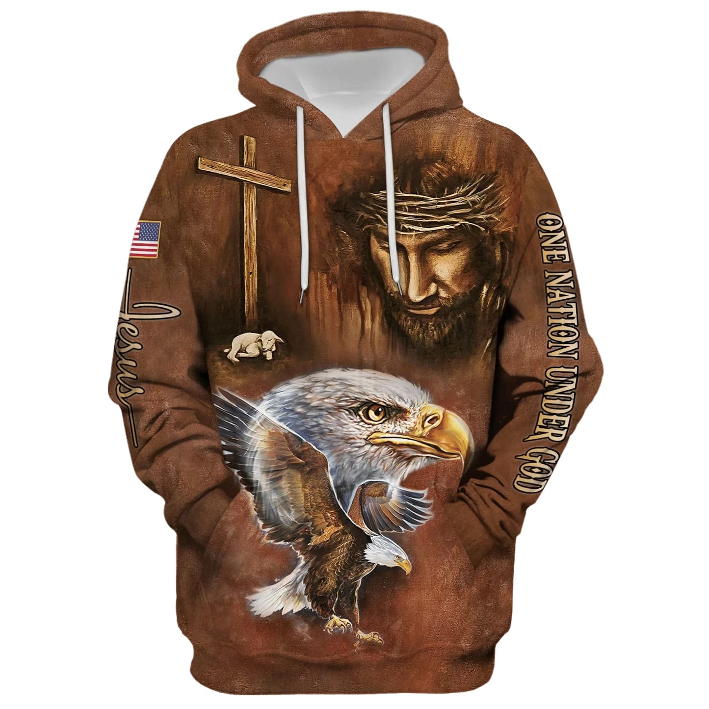 One Nation Under God Patriotic Eagle American Flag Hoodie - Men & Women Christian Hoodie - 3D Printed Hoodie