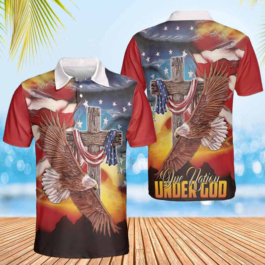 One Nation Under God Polo Shirts - Christian Shirt For Men And Women