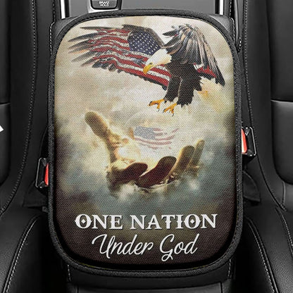 One Nation Under God Seat Box Cover, Bible Verse Car Center Console Cover, Scripture Car Interior Accessories