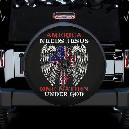 One Nation Under God Spare Tire Cover America Needs Jesus Tire Cover