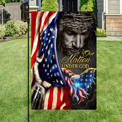 One Nation Under God Us Flag - Christmas Garden Flag - Christmas House Flag - Christmas Outdoor Decoration