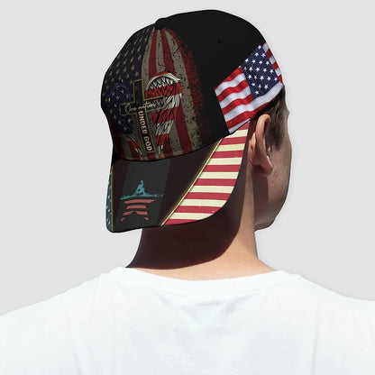 One Nation Under God Usa Flag Angel Wings Christian Cross All Over Print Baseball Cap - Christian Hats For Men Women