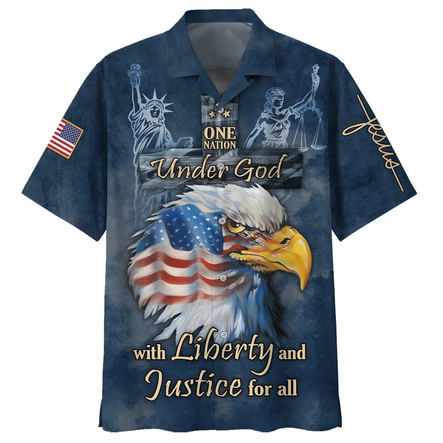 One Nation Under God With Liberty And Justice Hawaiian Shirts - Christian Hawaiian Shirt - Hawaiian Summer Shirts