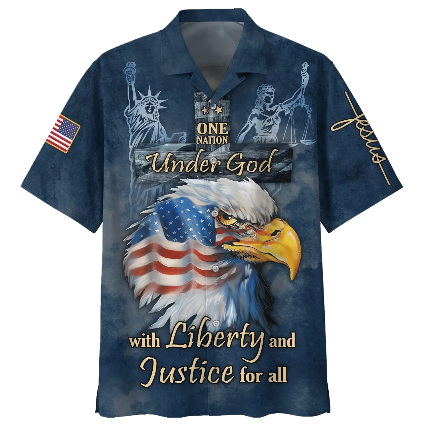 One Nation Under God With Liberty And Justice Hawaiian Shirts - Christian Hawaiian Shirt - Hawaiian Summer Shirts