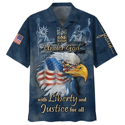 One Nation Under God With Liberty And Justice Hawaiian Shirts - Christian Hawaiian Shirt - Hawaiian Summer Shirts