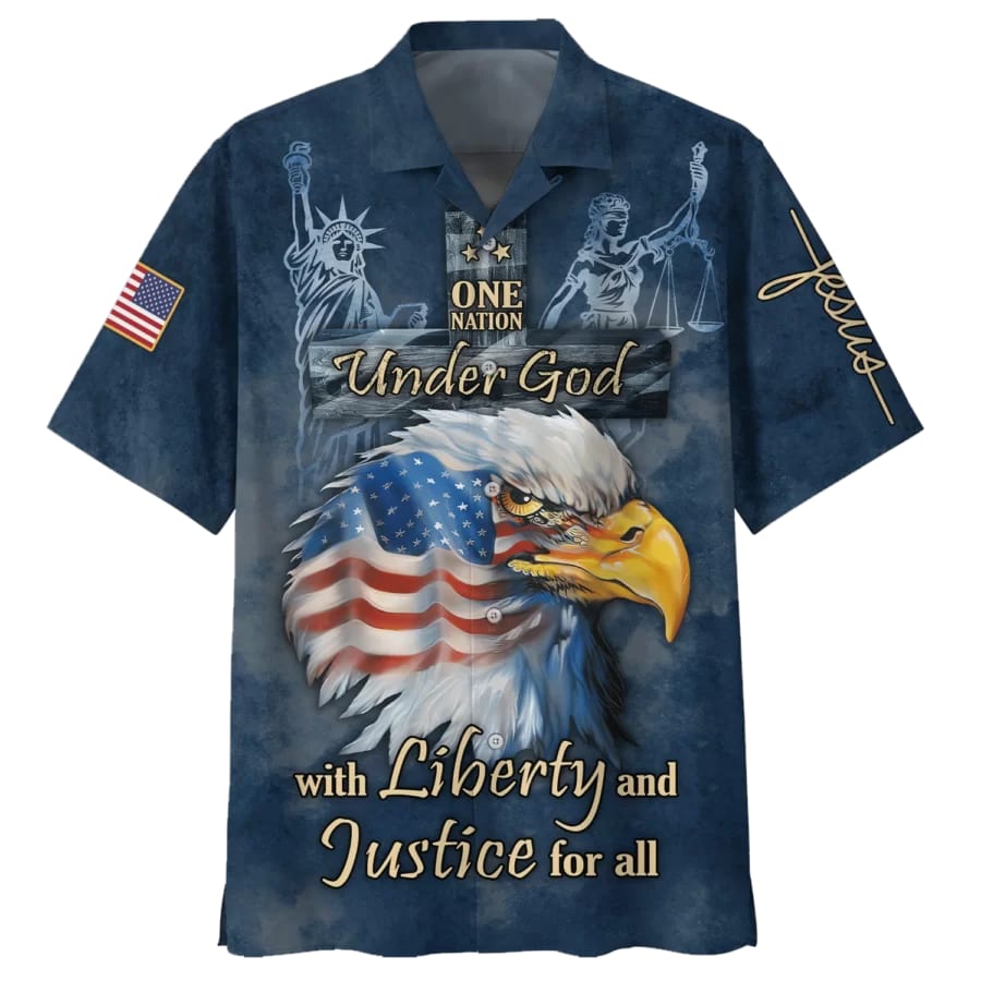 One Nation Under God With Liberty And Justice Hawaiian Shirts - Christian Hawaiian Shirt - Hawaiian Summer Shirts