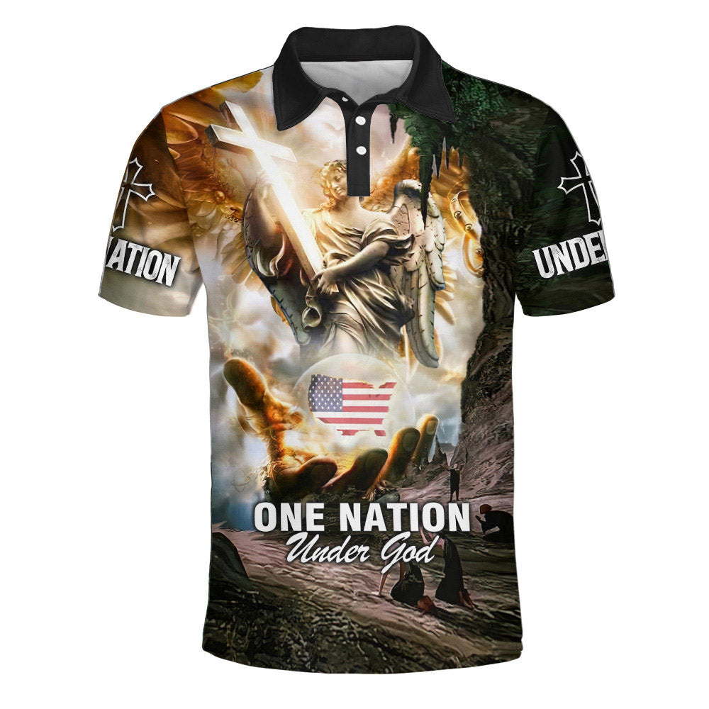One Nation Under Jesus Christ Polo Shirt - Christian Shirts & Shorts