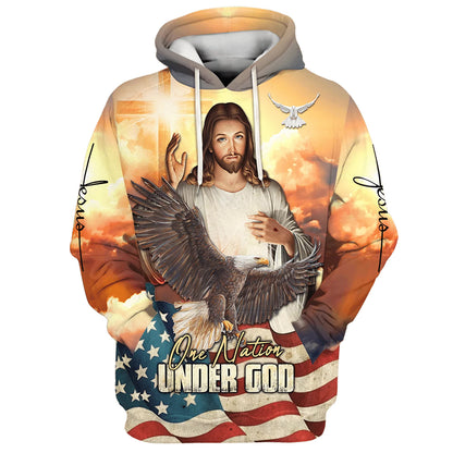 One Nation under God Jesus Eagle Cross Hoodies - Jesus Hoodie - Men & Women Christian Hoodie - 3D Printed Hoodie