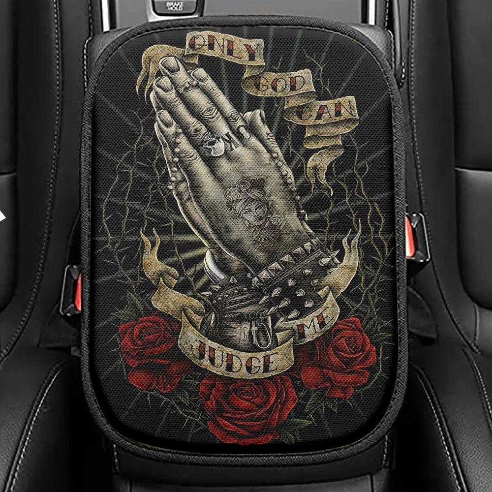 Only God Can Judge Me Seat Box Cover, Christian Car Center Console Cover, Religious Car Interior Accessories