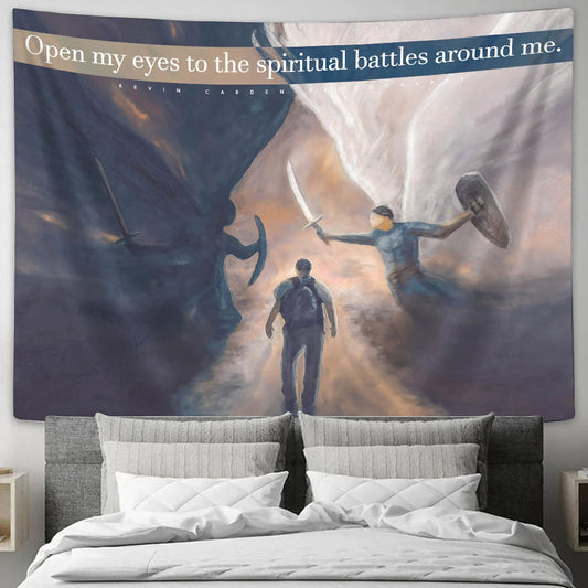 Open Your Eyes To The Spiritual Battles Around Me - Christian Tapestry - Tapestry Of Jesus - Bible Wall Tapestry