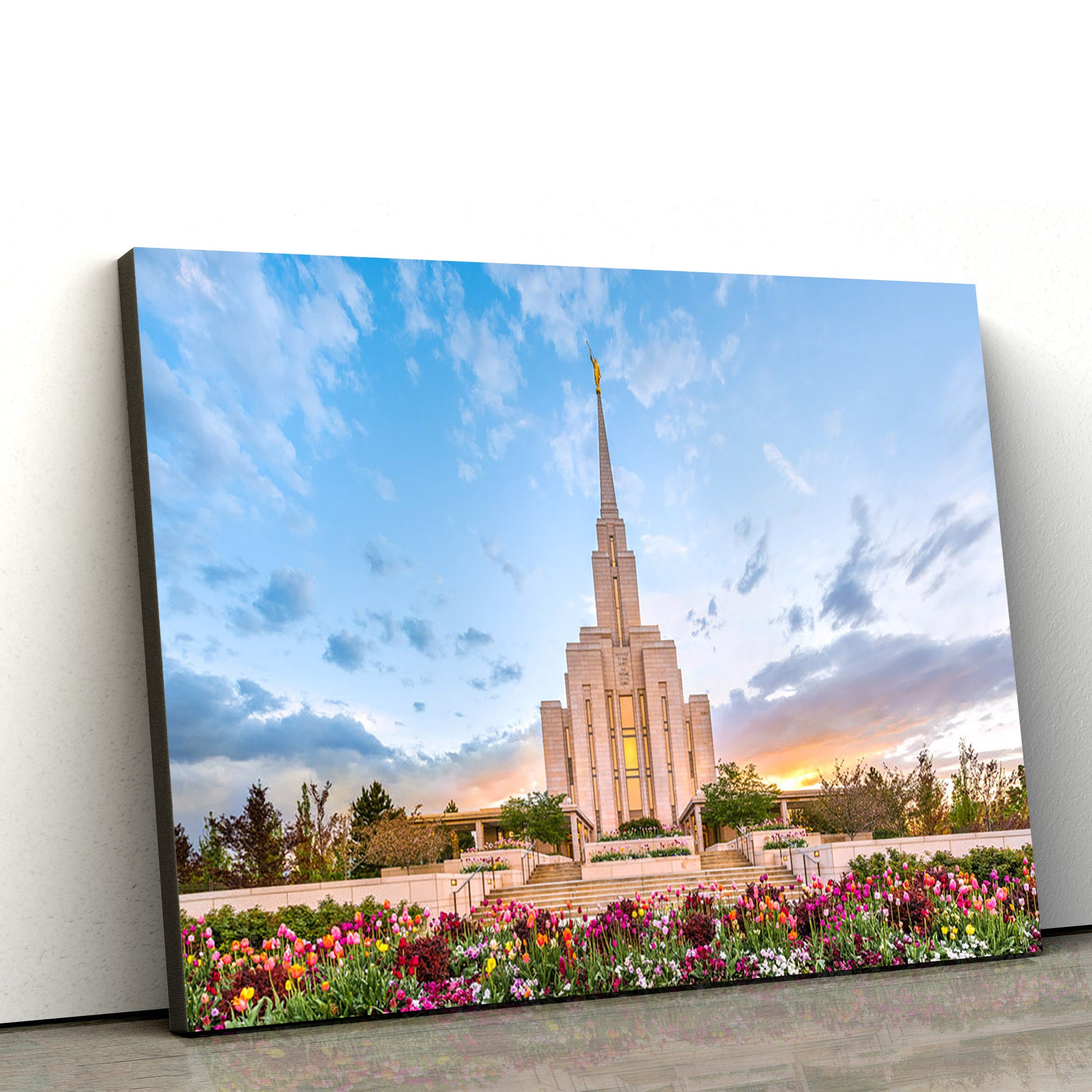 Oquirrh Mountain Temple Beauty Of Creation Canvas Wall Art - Jesus Christ Picture - Canvas Christian Wall Art