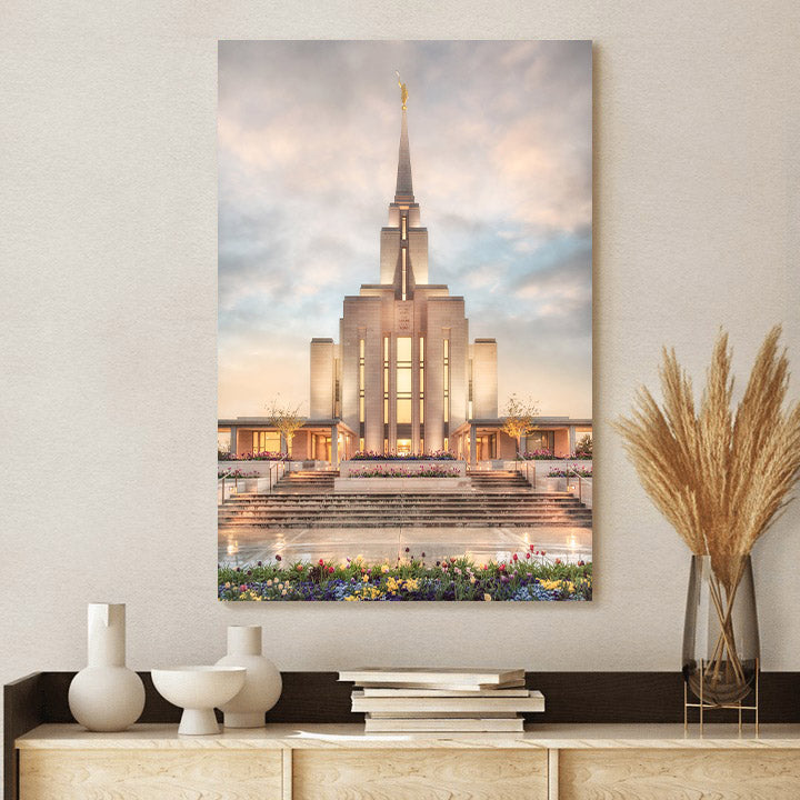 Oquirrh Mountain Temple Chrome Series Canvas Pictures - Jesus Canvas Art - Christian Wall Art